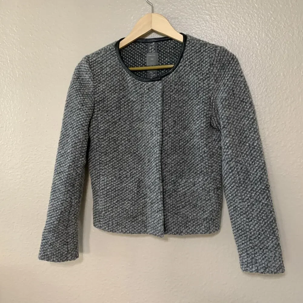 Women's Gap Boucle Grey Boy Wool Blend Coat Jacket Winter Sz 4‎